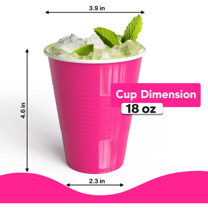 18 Oz. Cerise Plastic Cups - 50 Ct.