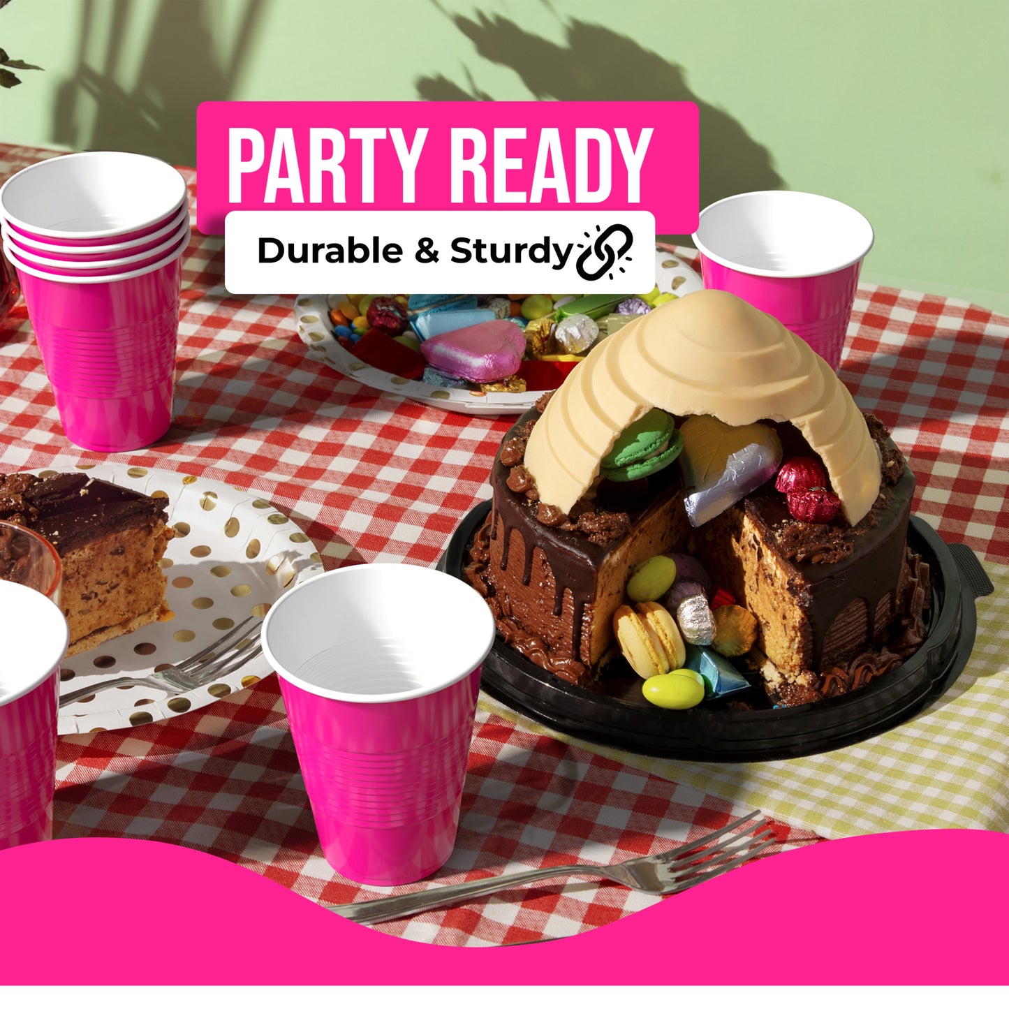 18 Oz. Cerise Plastic Cups - 50 Ct.