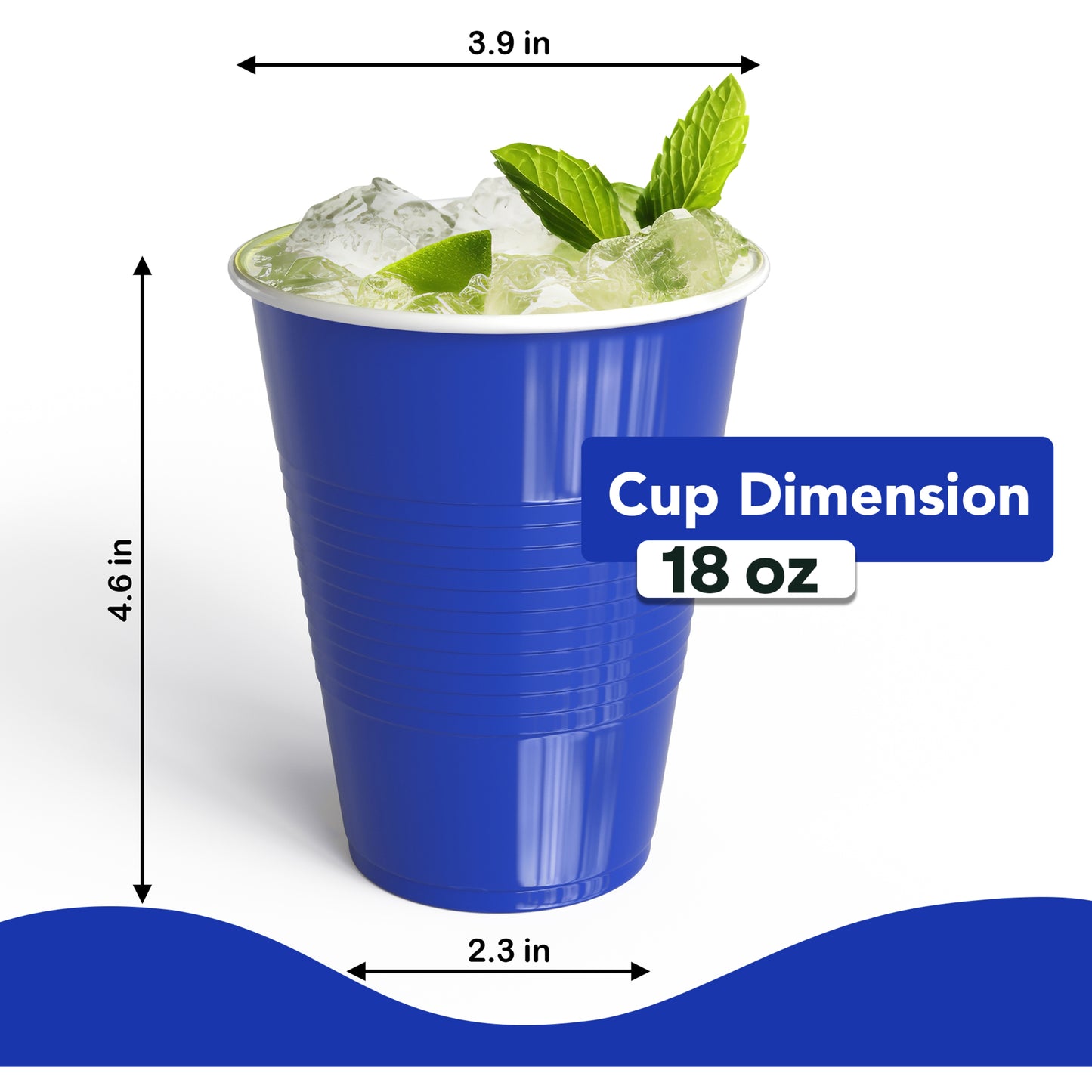 18 Oz. Dark Blue Plastic Cups - 50 Ct.