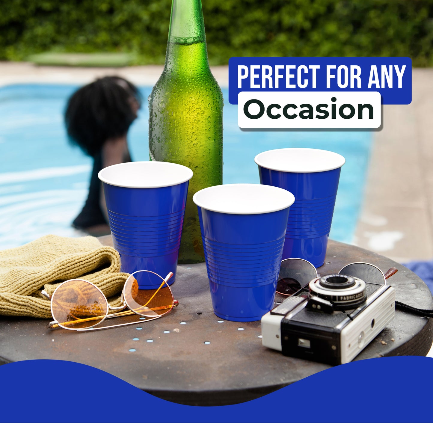 18 Oz. Dark Blue Plastic Cups - 50 Ct.