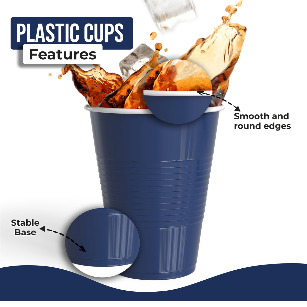 18 oz Navy Plastic Cups - 50 Ct.