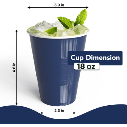 18 oz Navy Plastic Cups - 50 Ct.