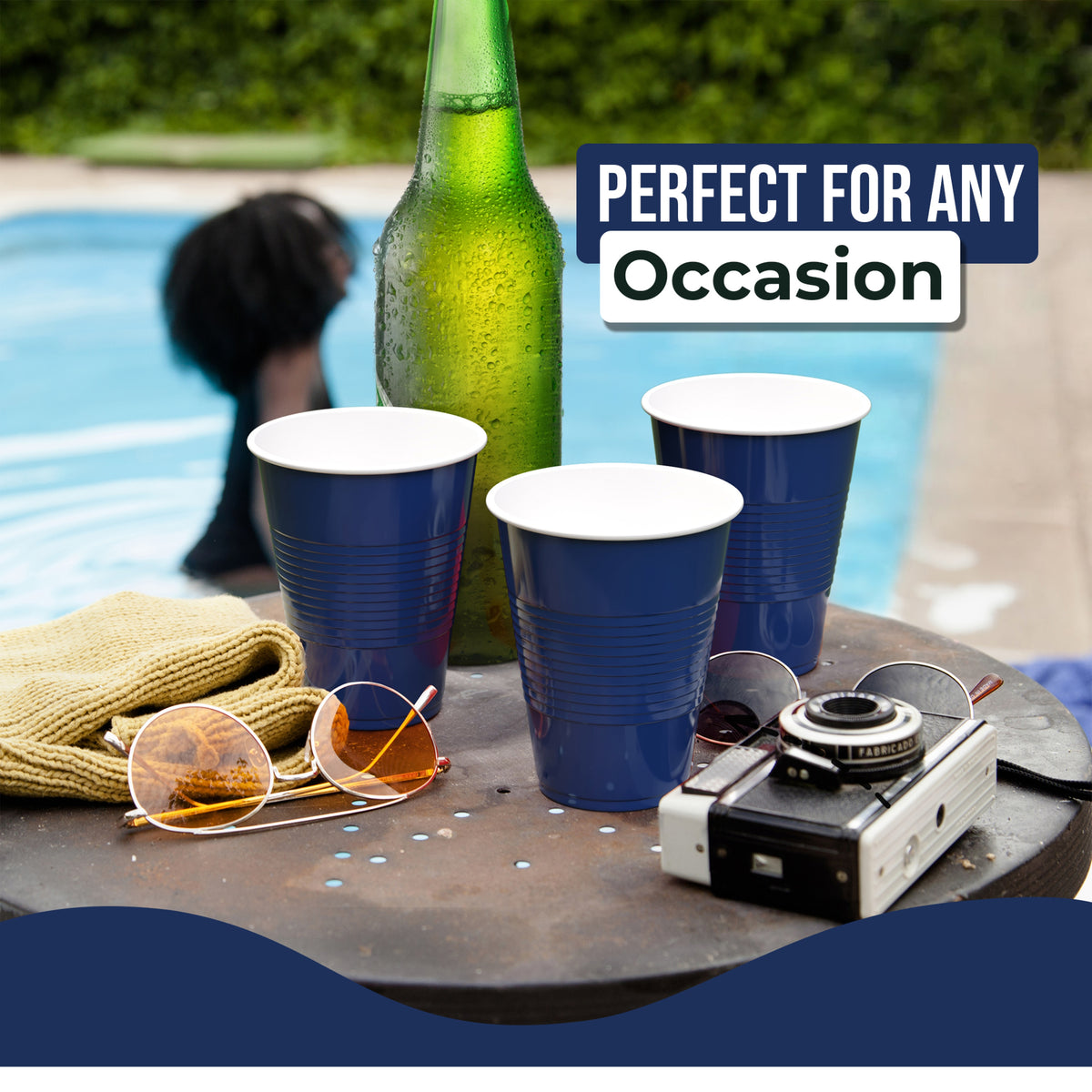18 oz Navy Plastic Cups - 50 Ct.