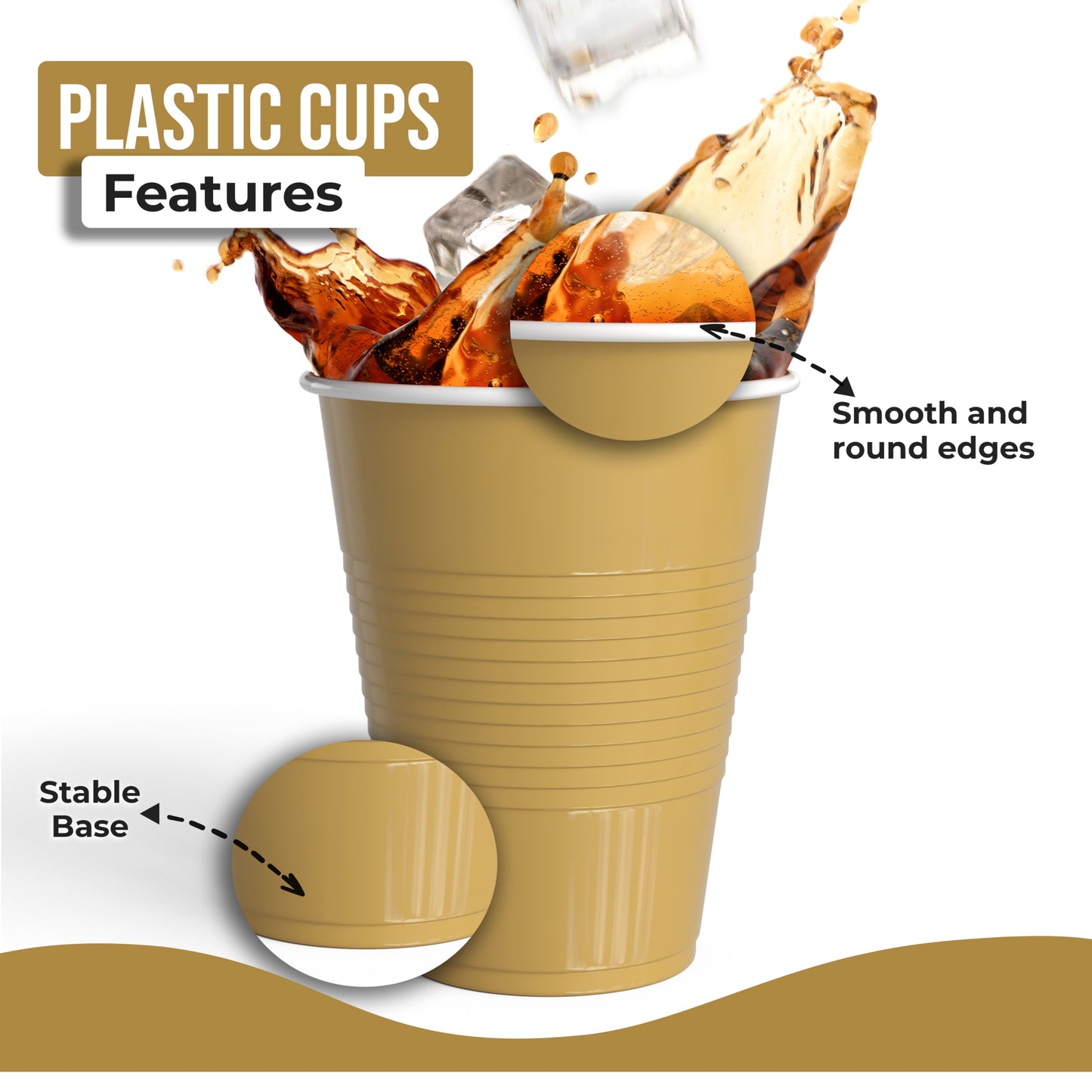 18 Oz. Gold Plastic Cups - 50 Ct.