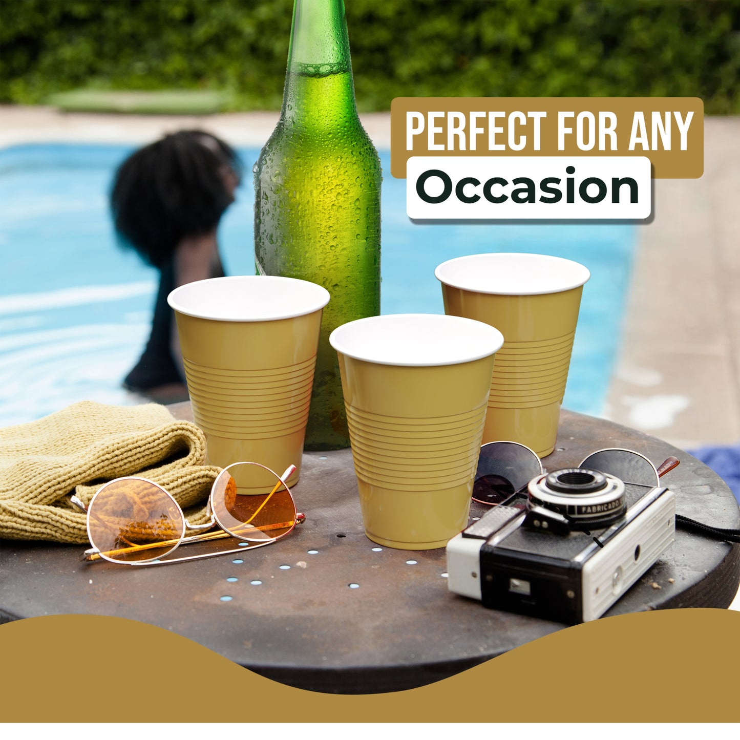 18 Oz. Gold Plastic Cups - 50 Ct.