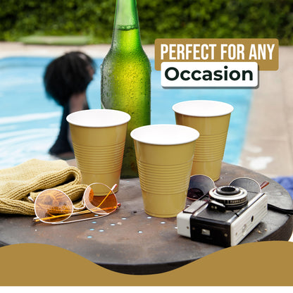 18 Oz. Gold Plastic Cups - 50 Ct.