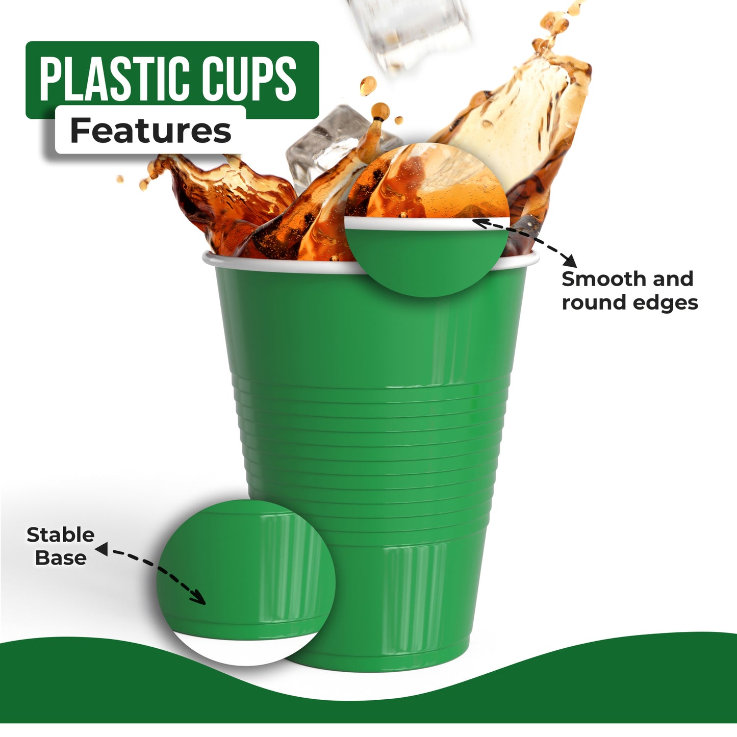 18 Oz. Emerald Green Plastic Cups - 50 Ct.
