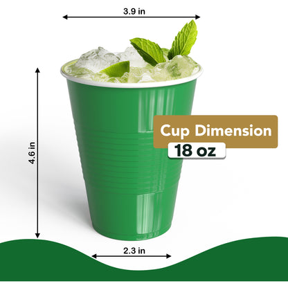 18 Oz. Emerald Green Plastic Cups - 50 Ct.
