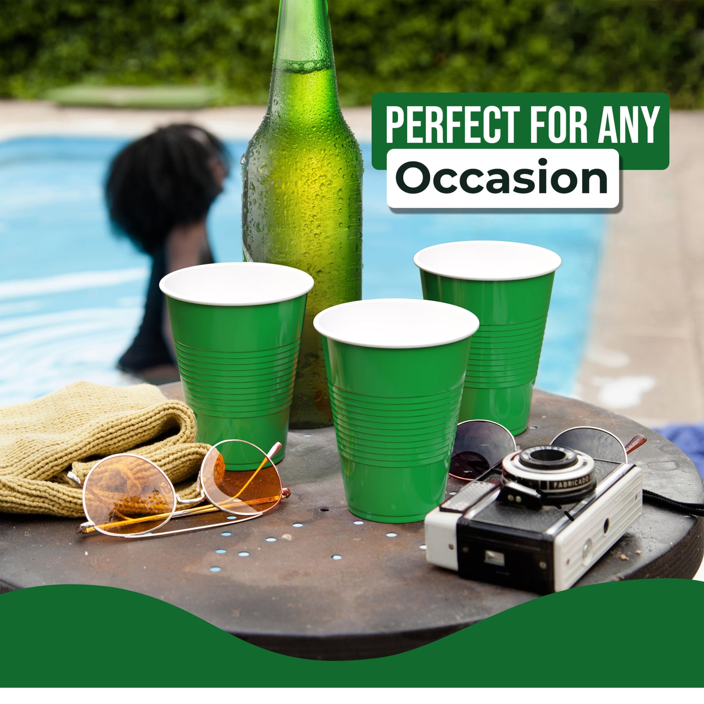 18 Oz. Emerald Green Plastic Cups - 50 Ct.
