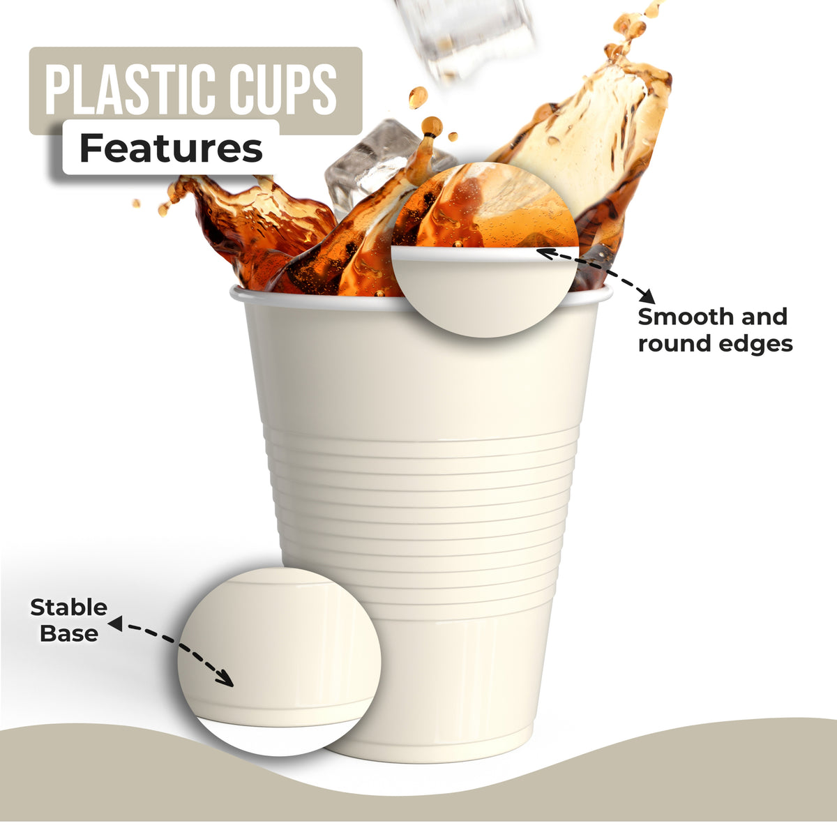 18 Oz. Ivory Plastic Cups - 50 Ct.