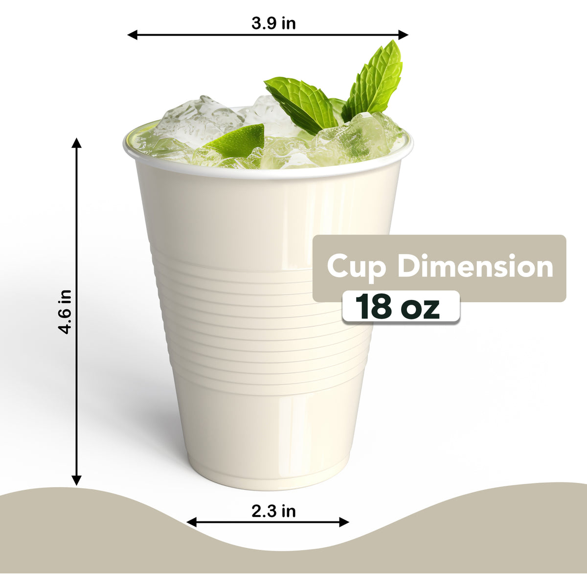 18 Oz. Ivory Plastic Cups - 50 Ct.