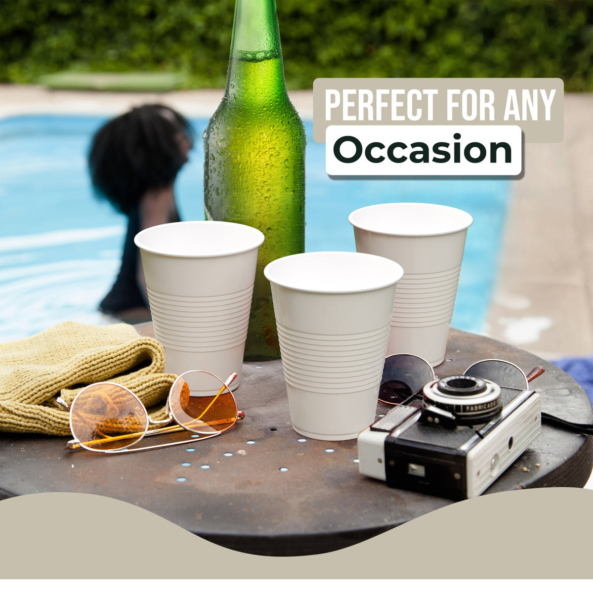18 Oz. Ivory Plastic Cups - 50 Ct.