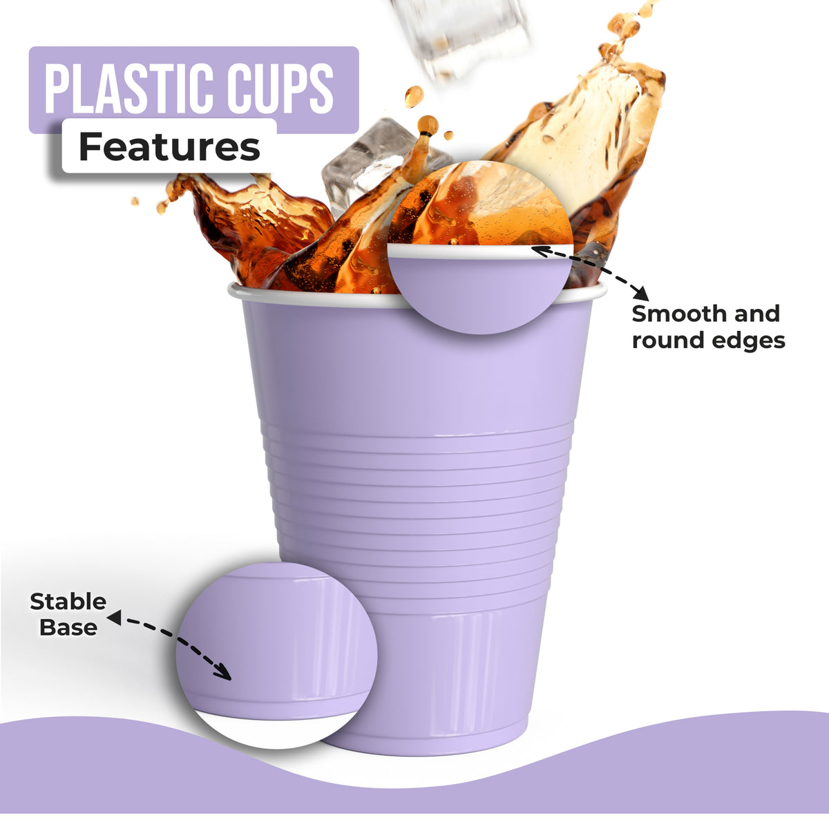 18 Oz. Lavender Plastic Cups - 50 Ct.