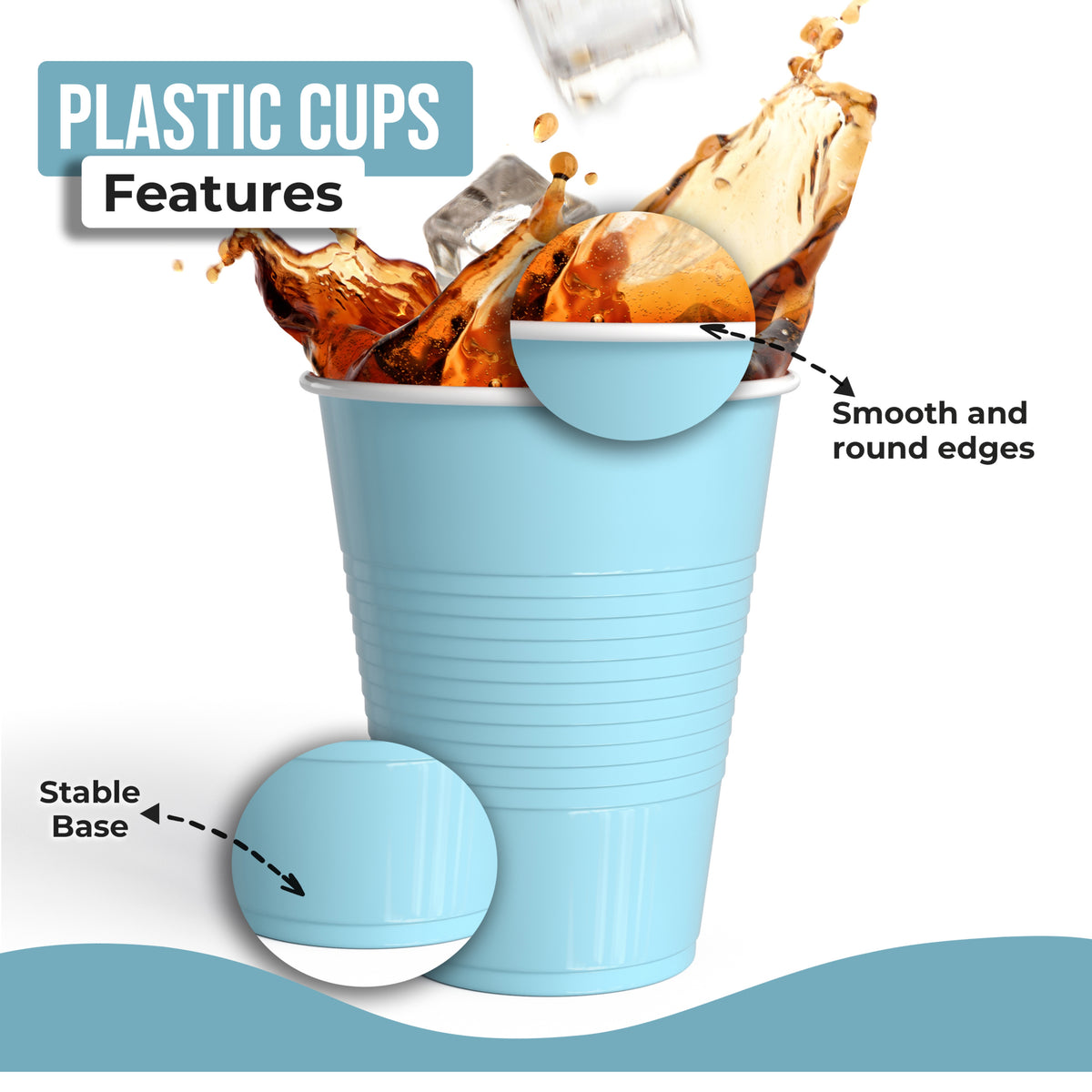 18 Oz. Light Blue Plastic Cups - 50 Ct.