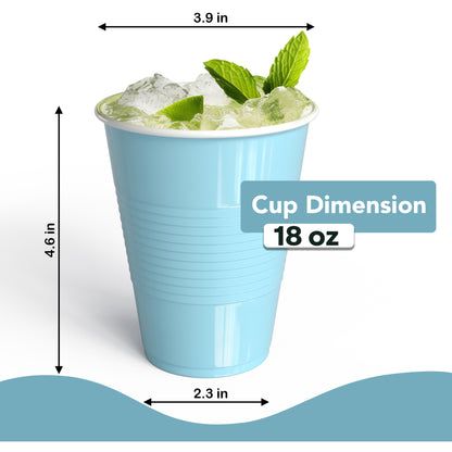 18 Oz. Light Blue Plastic Cups - 50 Ct.