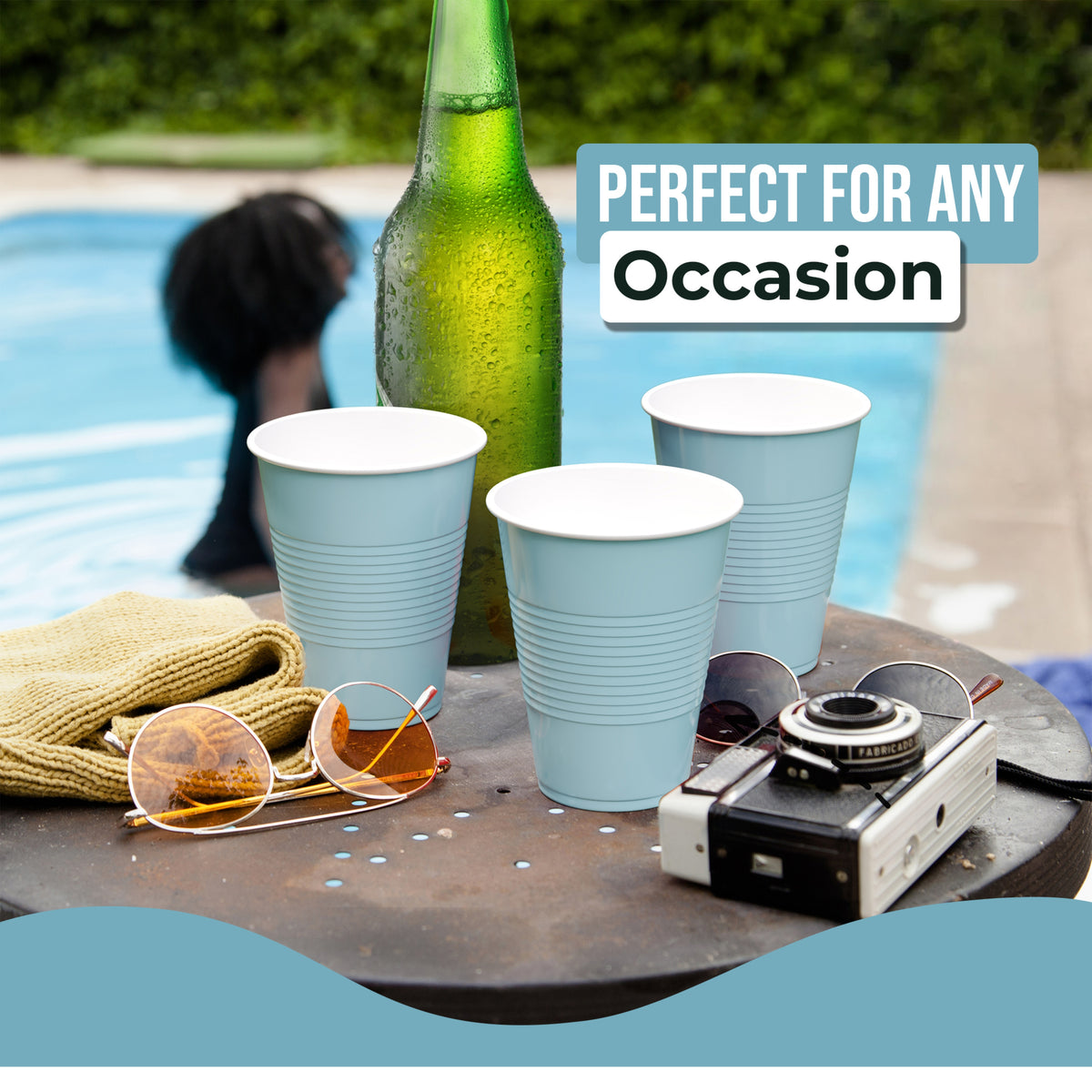 18 Oz. Light Blue Plastic Cups - 50 Ct.