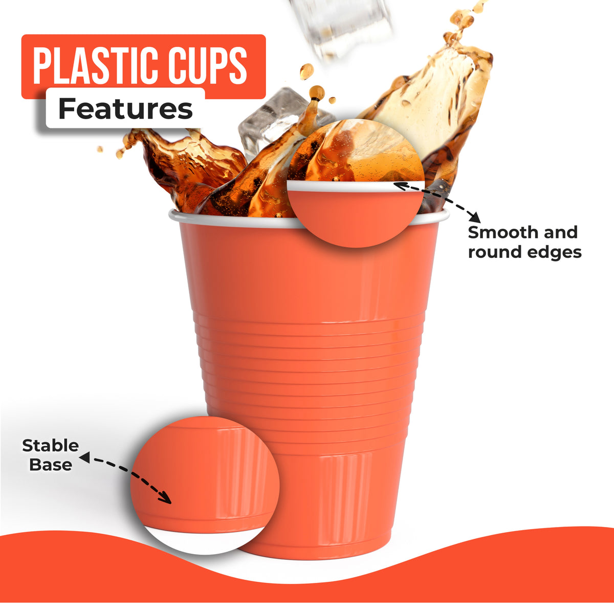 18 Oz. Orange Plastic Cups - 50 Ct.