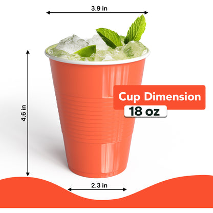 18 Oz. Orange Plastic Cups - 50 Ct.