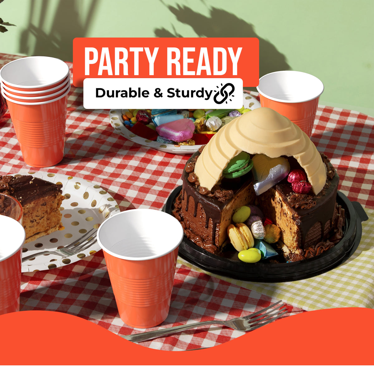 18 Oz. Orange Plastic Cups - 50 Ct.