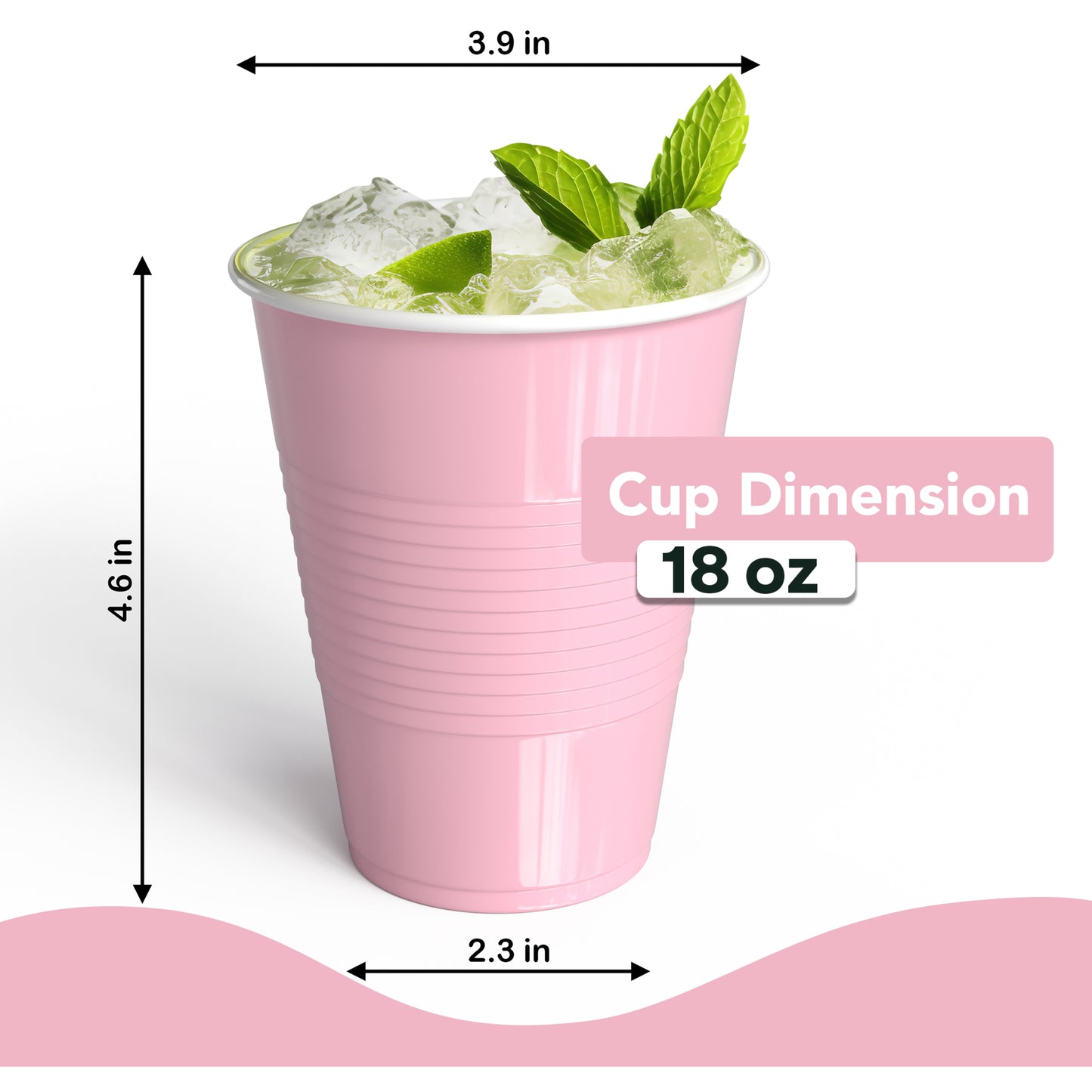 18 Oz. Pink Plastic Cups - 50 Ct.