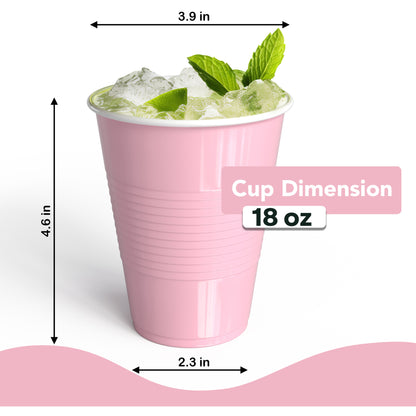 18 Oz. Pink Plastic Cups - 50 Ct.