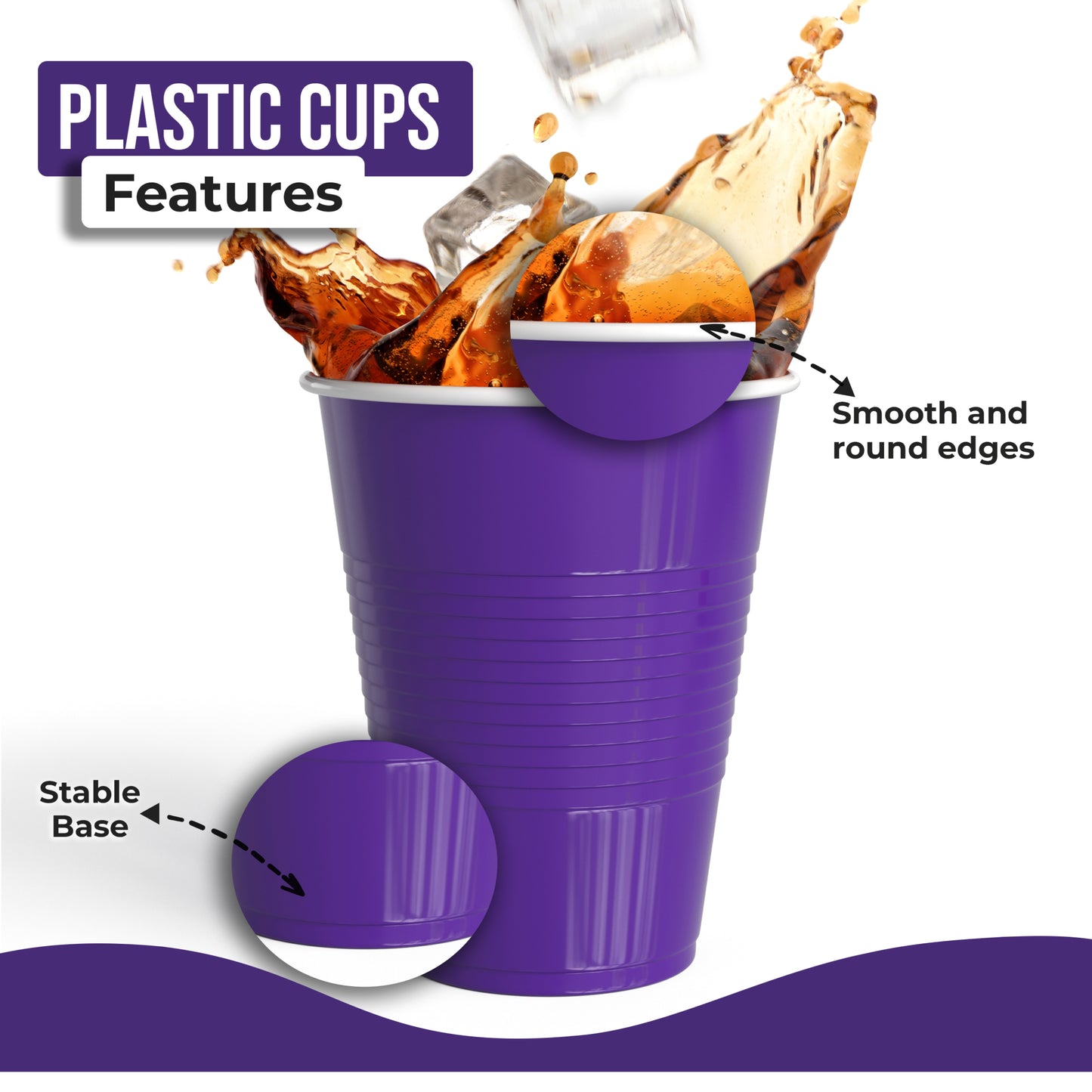 18 Oz. Purple Plastic Cups - 50 Ct.