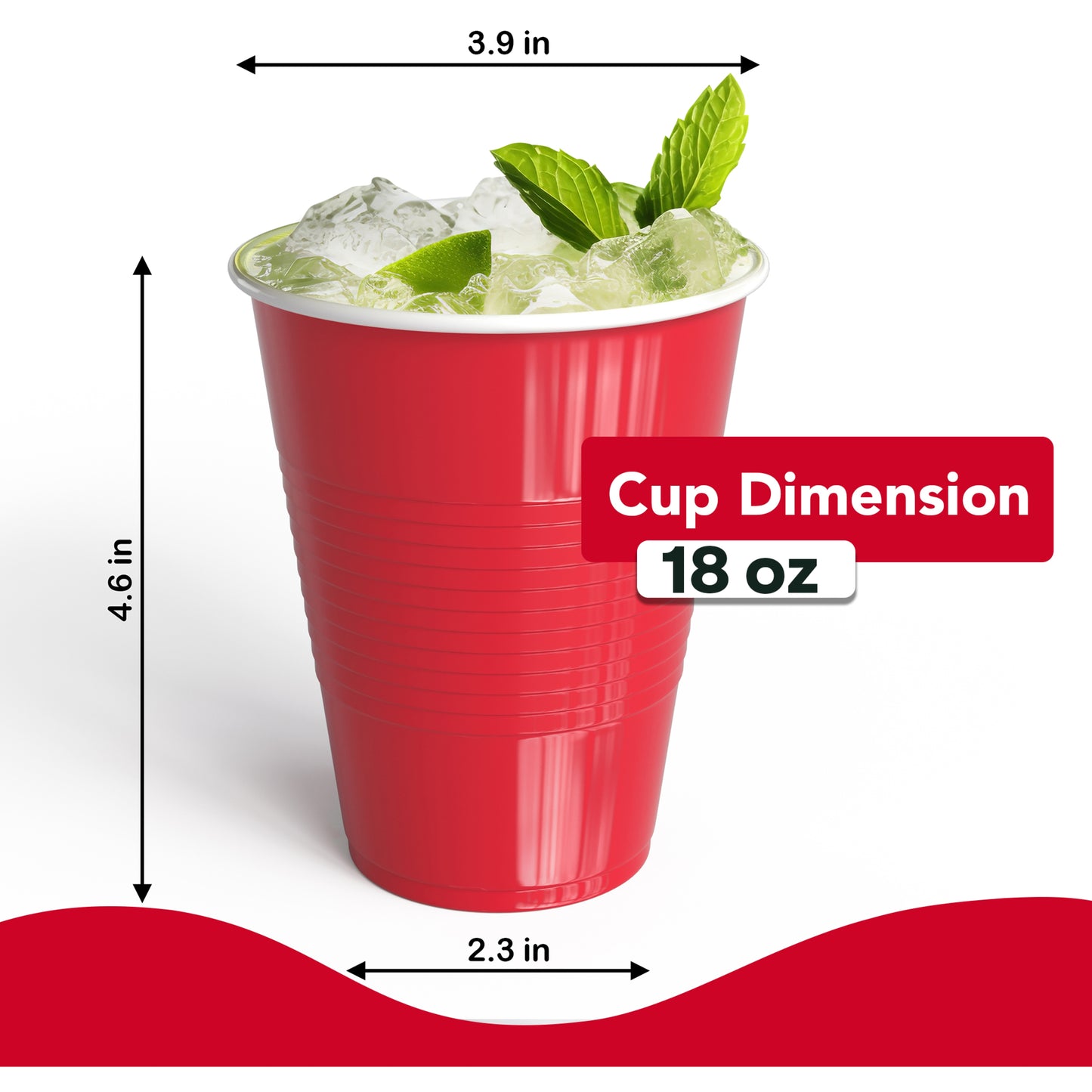 18 Oz. Red Plastic Cups - 50 Ct.