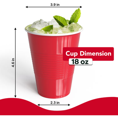 18 Oz. Red Plastic Cups - 50 Ct.