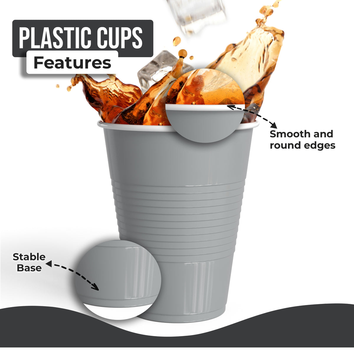 18 Oz. Silver Plastic Cups - 50 Ct.
