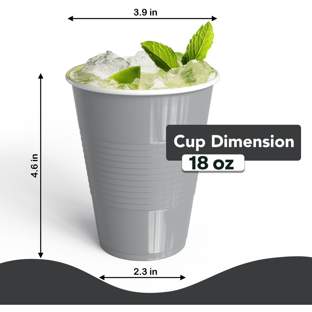 18 Oz. Silver Plastic Cups - 50 Ct.