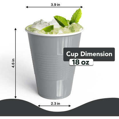 18 Oz. Silver Plastic Cups - 50 Ct.