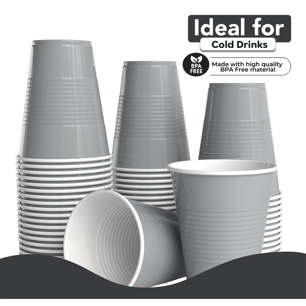 18 Oz. Silver Plastic Cups - 50 Ct.