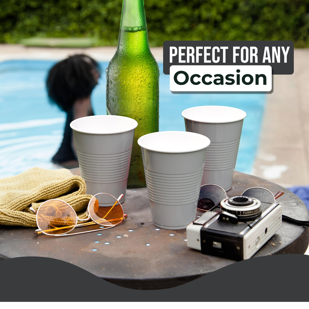 18 Oz. Silver Plastic Cups - 50 Ct.
