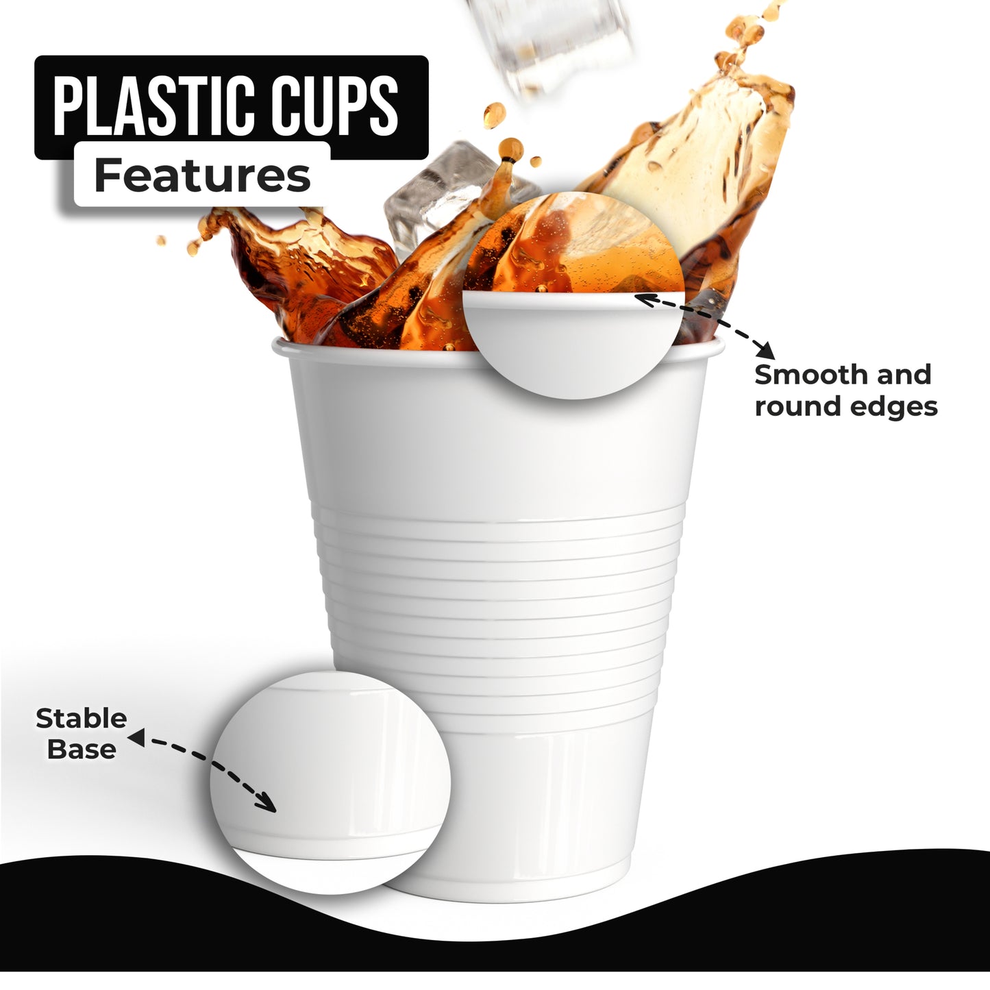 18 Oz. White Plastic Cups - 50 Ct.