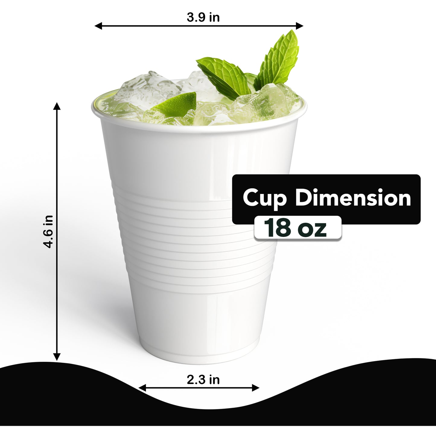 18 Oz. White Plastic Cups - 50 Ct.