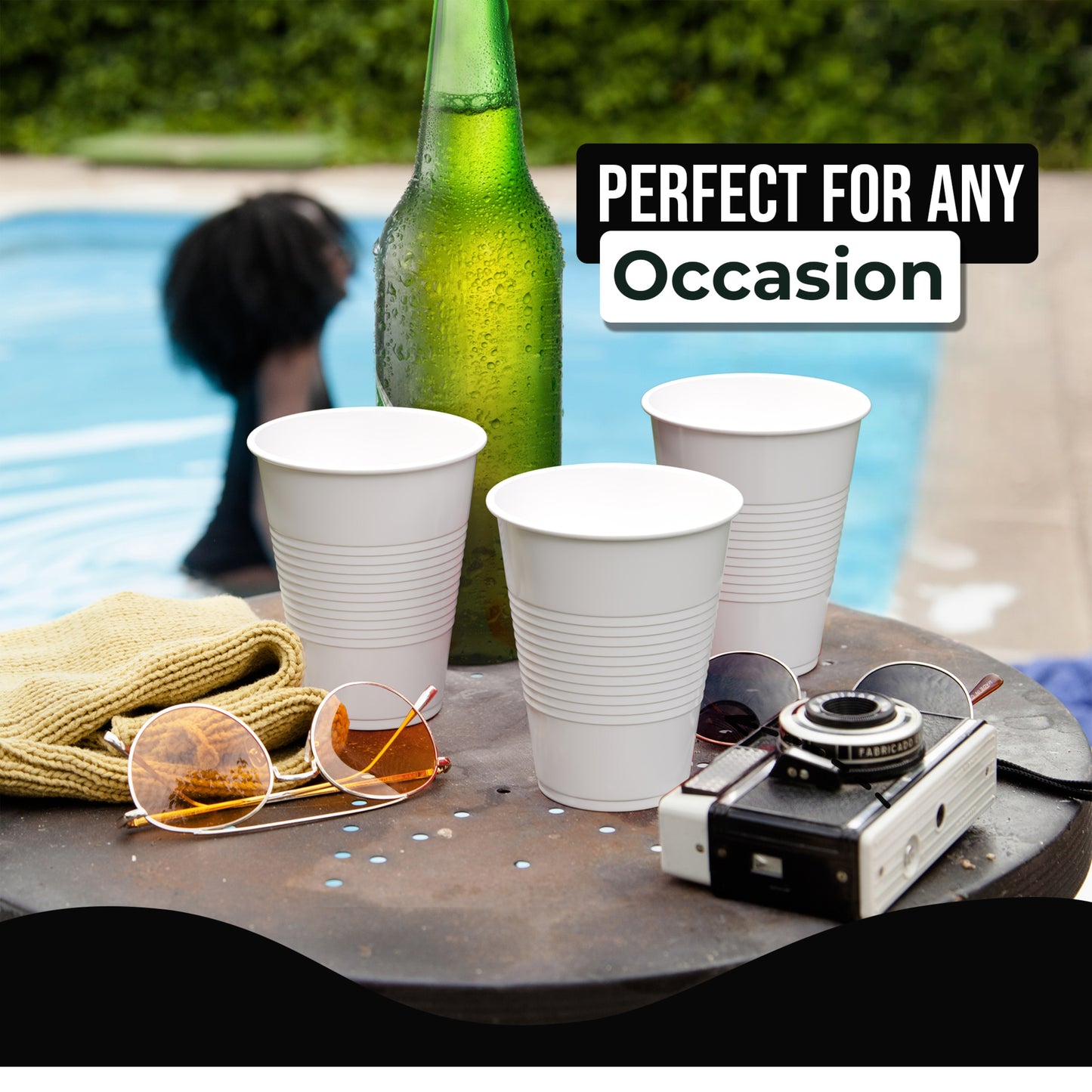 18 Oz. White Plastic Cups - 50 Ct.