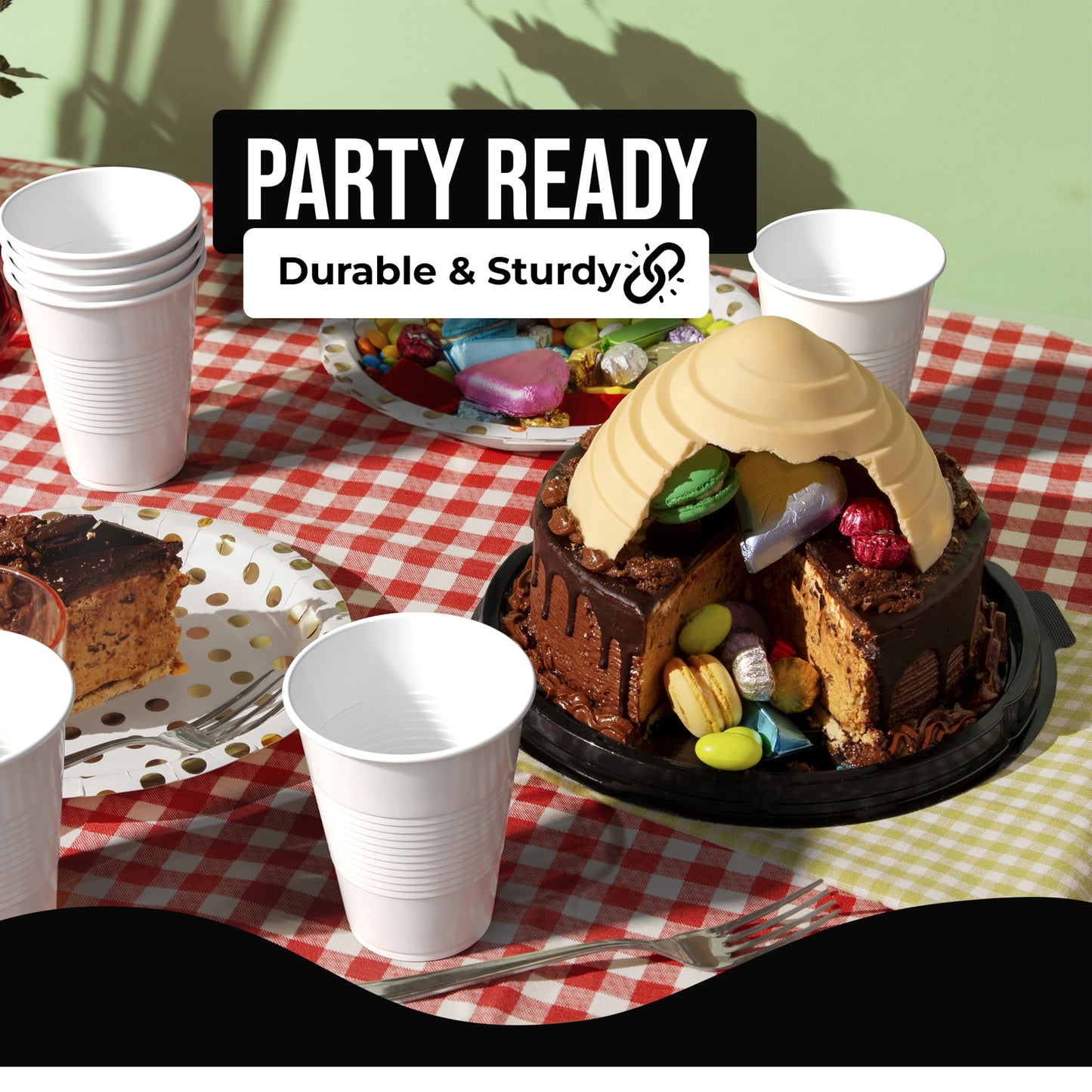 18 Oz. White Plastic Cups - 50 Ct.