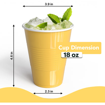 18 Oz. Yellow Plastic Cups - 50 Ct.