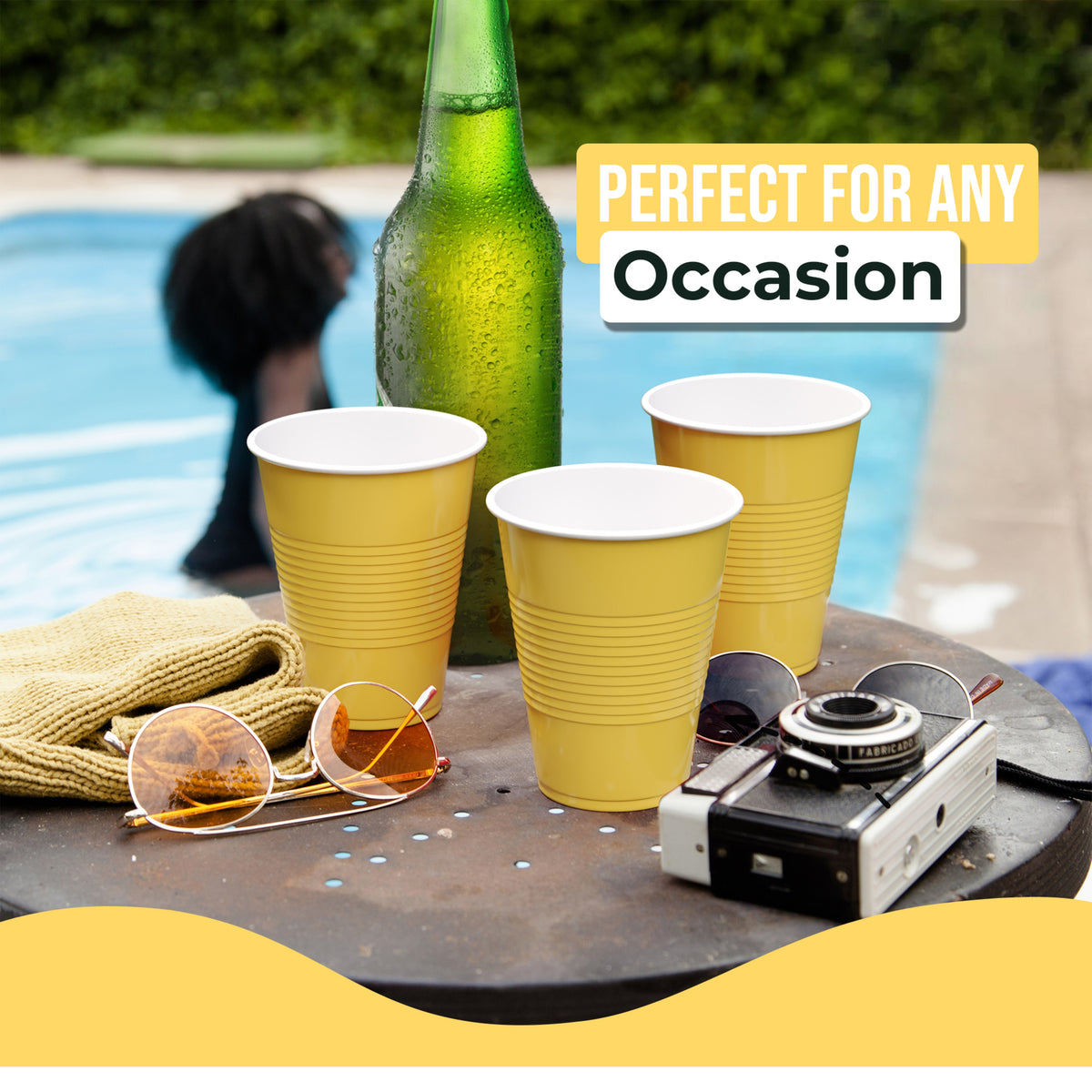 18 Oz. Yellow Plastic Cups - 50 Ct.