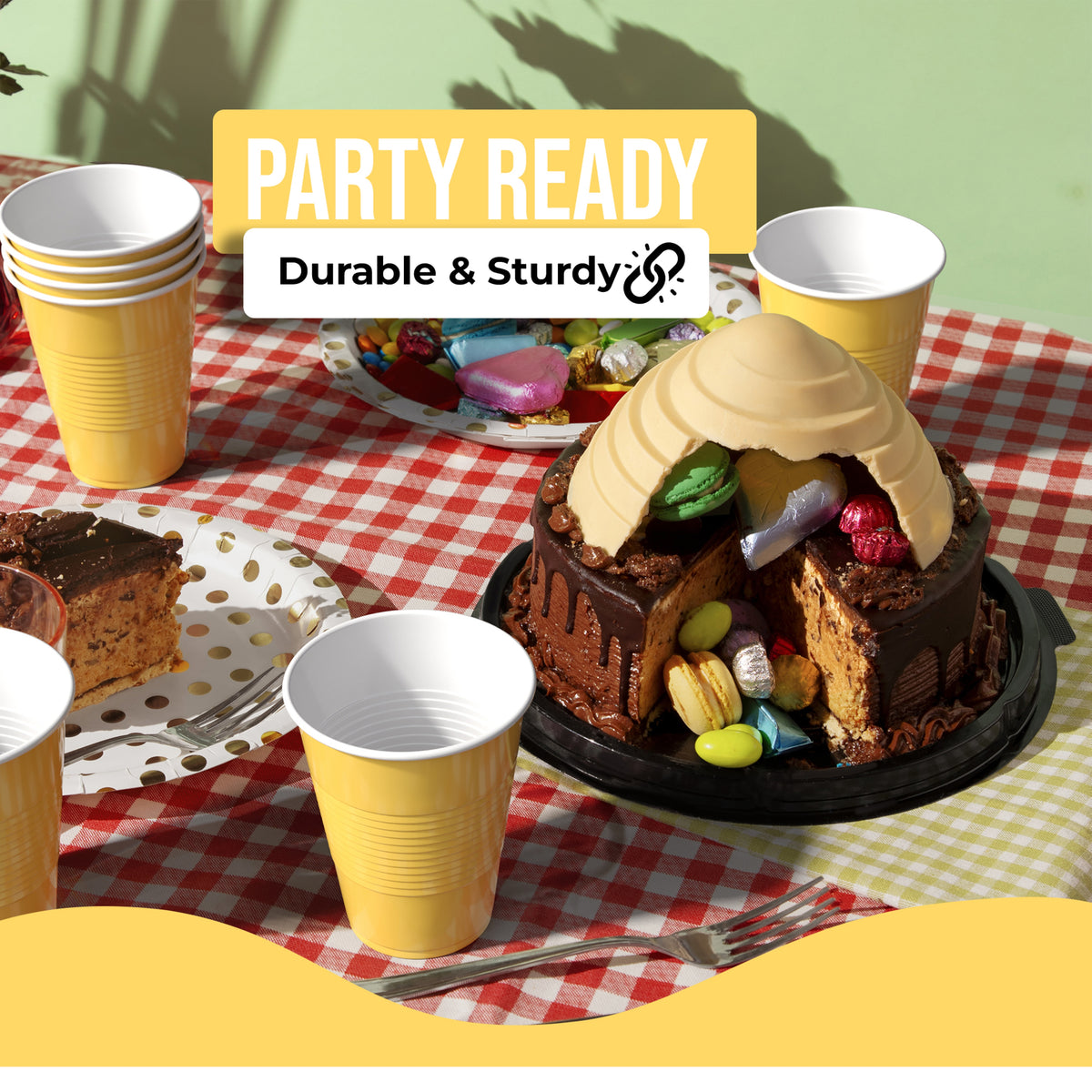 18 Oz. Yellow Plastic Cups - 50 Ct.