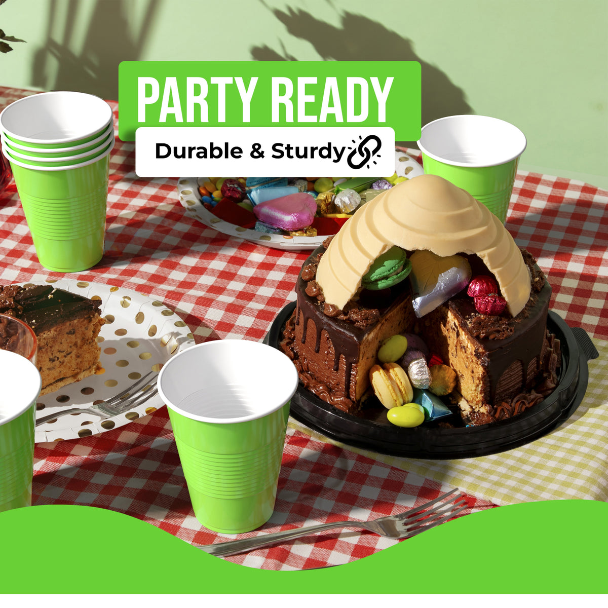 18 Oz. Lime Green Plastic Cups - 50 Ct.