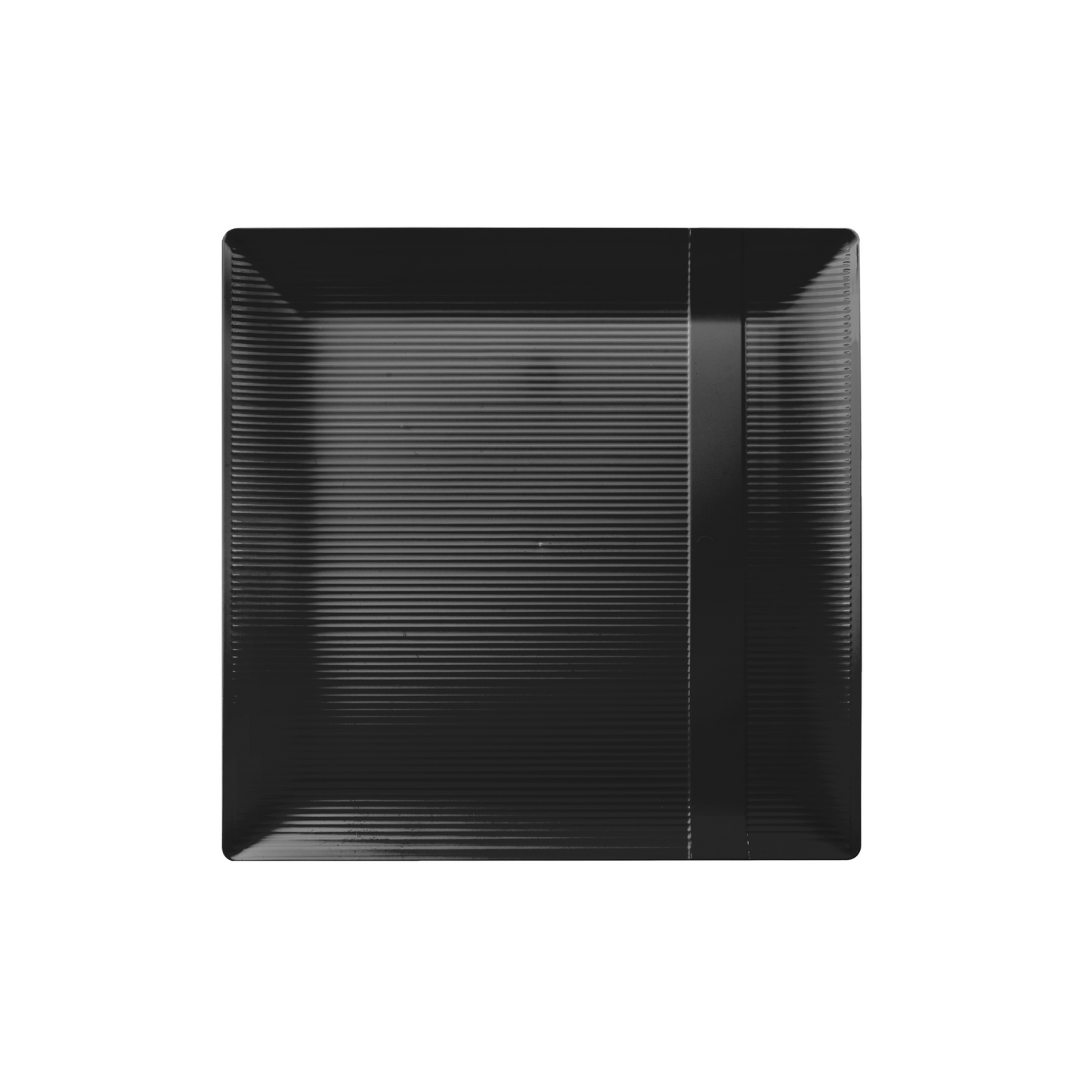 7.5 In. Zen Ridged Black Square Plastic Plates | 120 Count