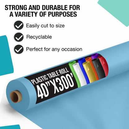 40 In. x 300 Ft. Premium Sky Blue Table Roll | Case of 4