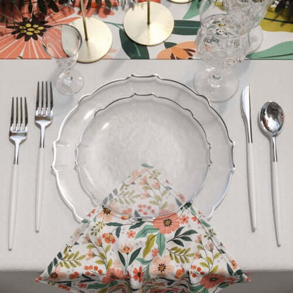 10 In. Clear/Silver Petal Plates | 120 Count