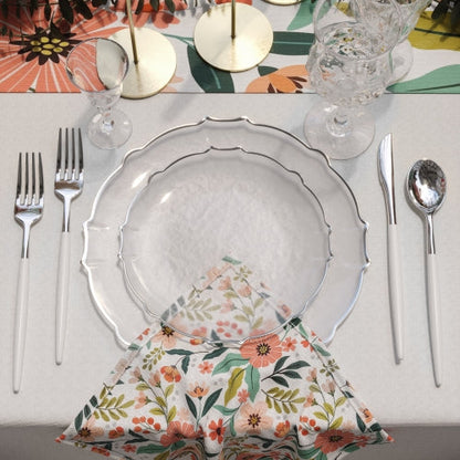 Clear/Silver Petal Plates - Combo Pack 20/20