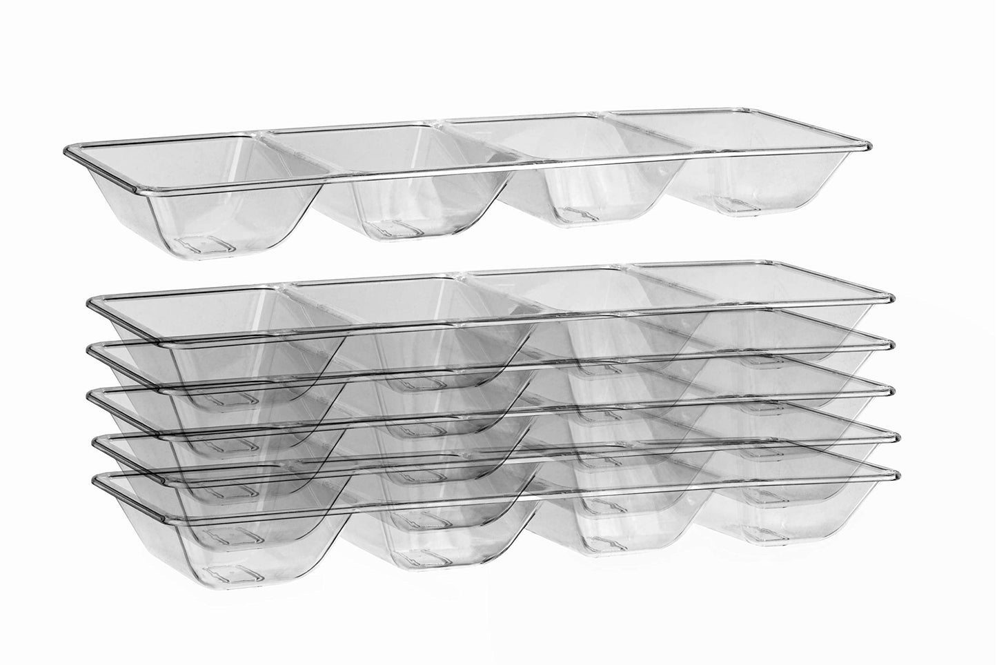 7 In. x 16 In. | Clear 4 Compartment Plastic Tray | 48 Count