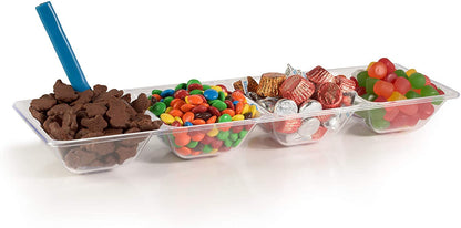 7 In. x 16 In. | Clear 4 Compartment Plastic Tray | 48 Count