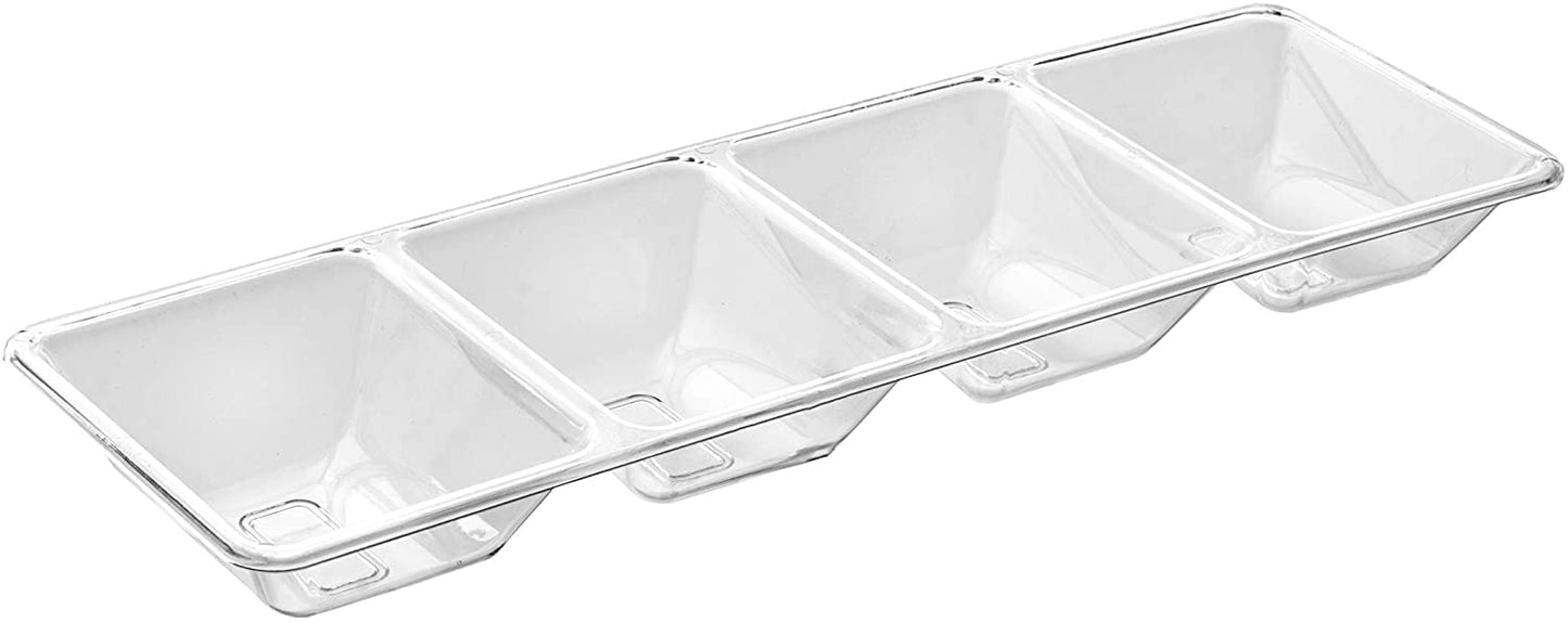 7 In. x 16 In. | Clear 4 Compartment Plastic Tray | 48 Count