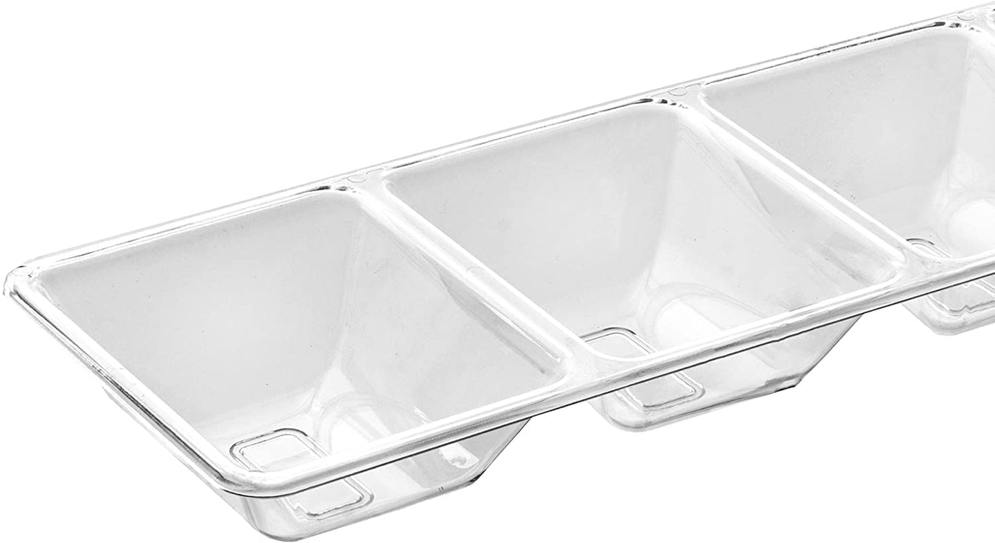 7 In. x 16 In. | Clear 4 Compartment Plastic Tray | 48 Count