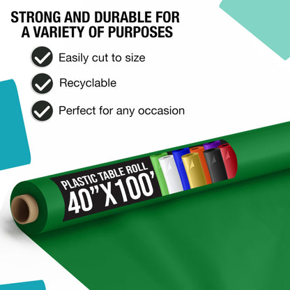 40 In. x 100 Ft. Emerald Green Table Roll | Case of 6